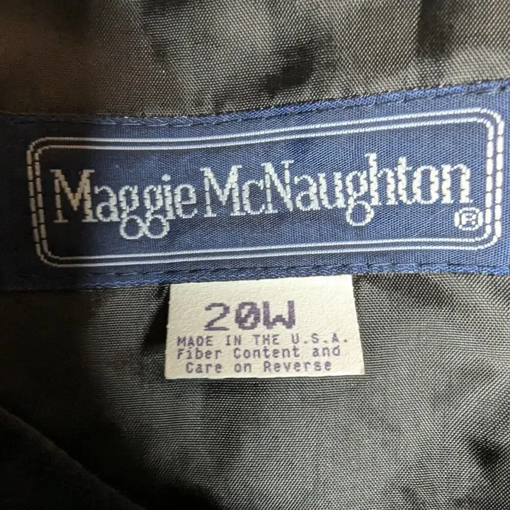Vtg 1980s Maggie McNaughton Navy Blue Faux Suede Collarless Blazer Jacket 20W